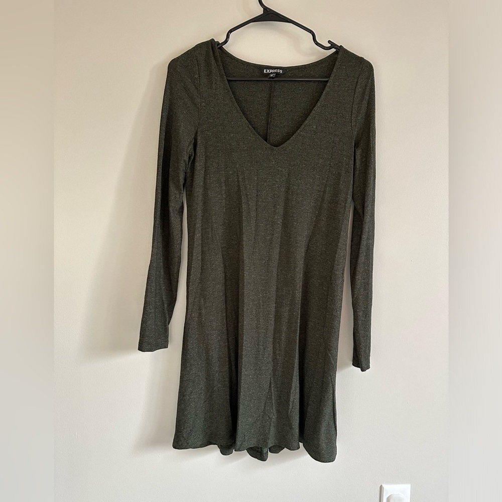 Long sleeve olive green Express dress